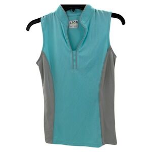IZOD Golf Womens Sleeveless Polo Shirt Aqua Blue Grey‎ Mock Neck XS